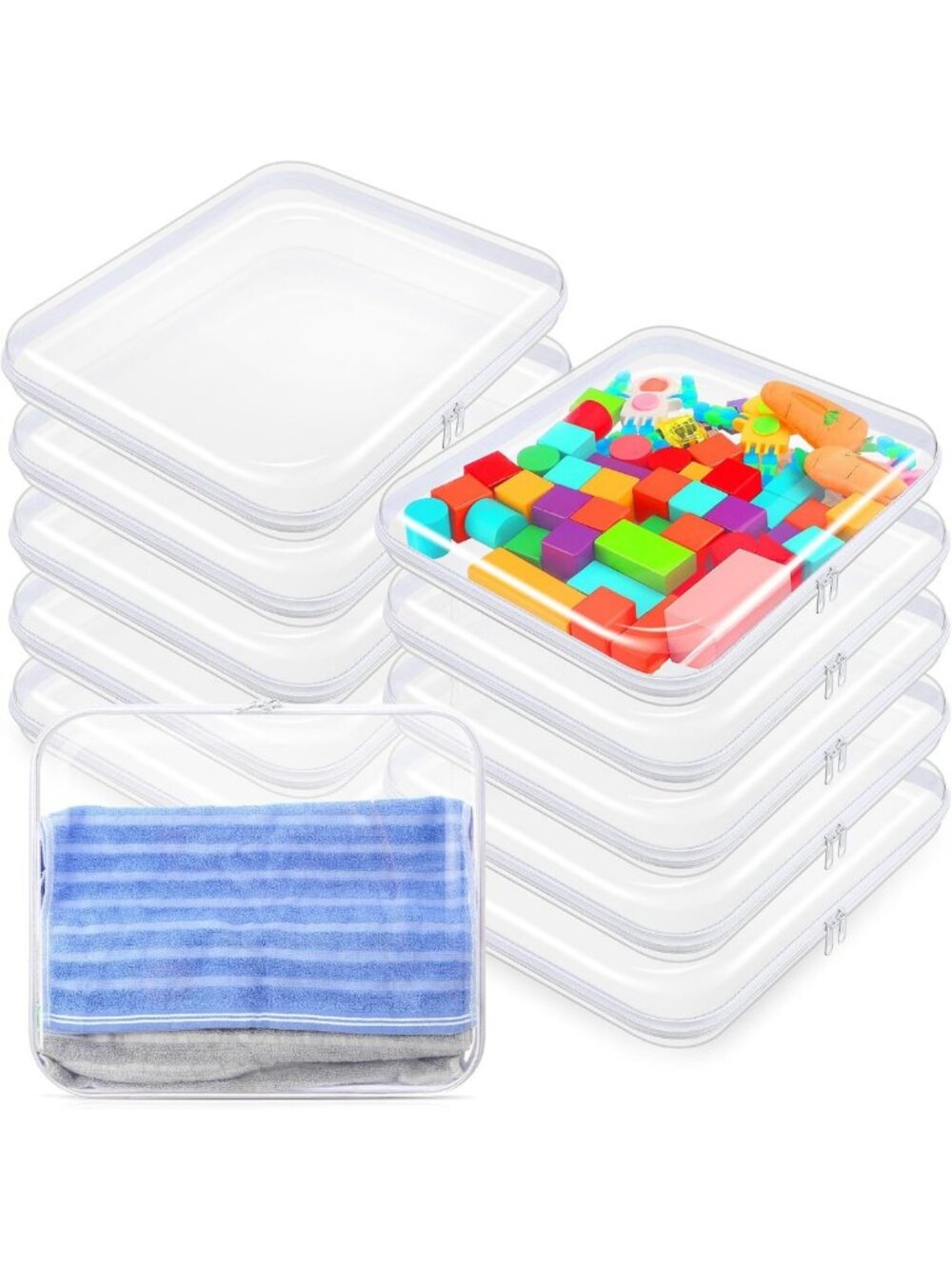 10 Pcs Clear Hard Zipper Cases, Durable Pouches for Organizing & Storage